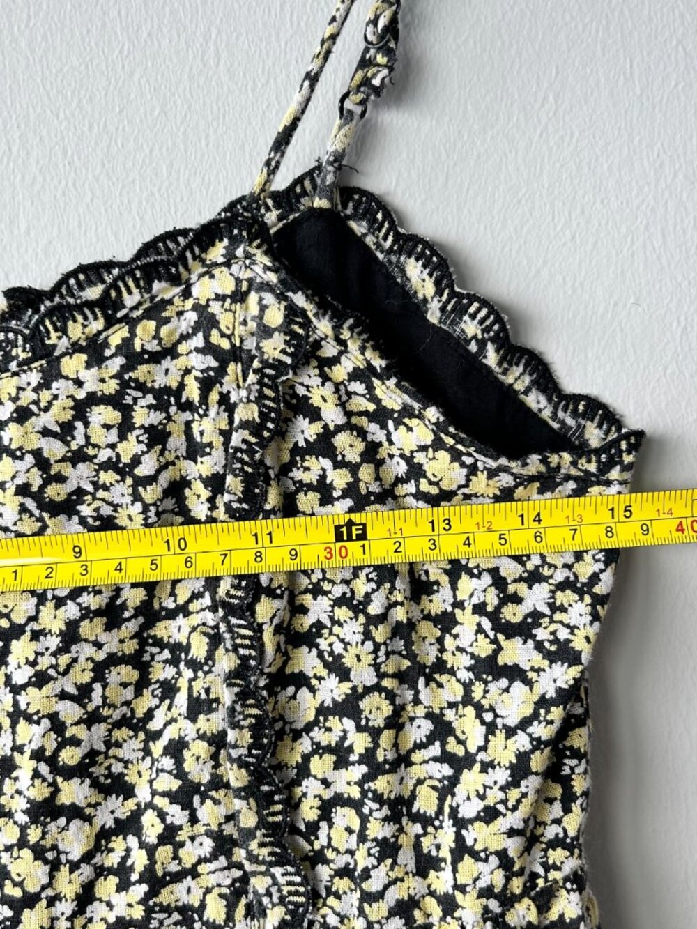 Urban Outfitters Hanna Floral Tiered Babydoll Mini Dress Yellow Black S - Picture 7 of 8